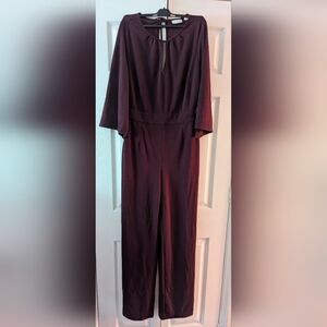 New York & Company Red Jumpsuit Sleek V-Neck Design